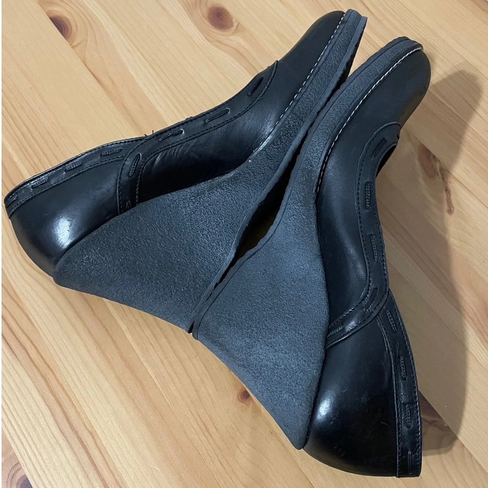 Pierluigi Fantoni‎ Womens Black Leather Slip-On Wedge Pump Heels Size 38